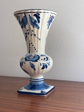 Vintage Delft Holland blue and white ceramic vase